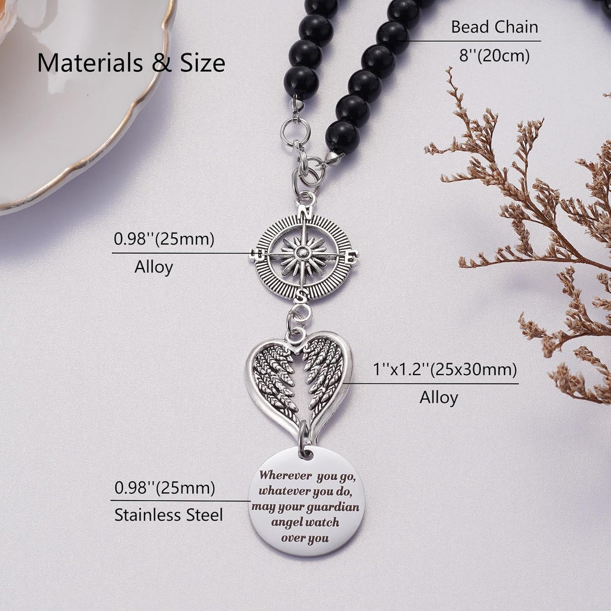 Guardian Angel Rearview Mirror Charm, Wherever You Go Whatever You Do May Your Guardian Angel Watch Over You, New Driver Gift, Car Decor, Hanging Angel Ornament for Car Mirror