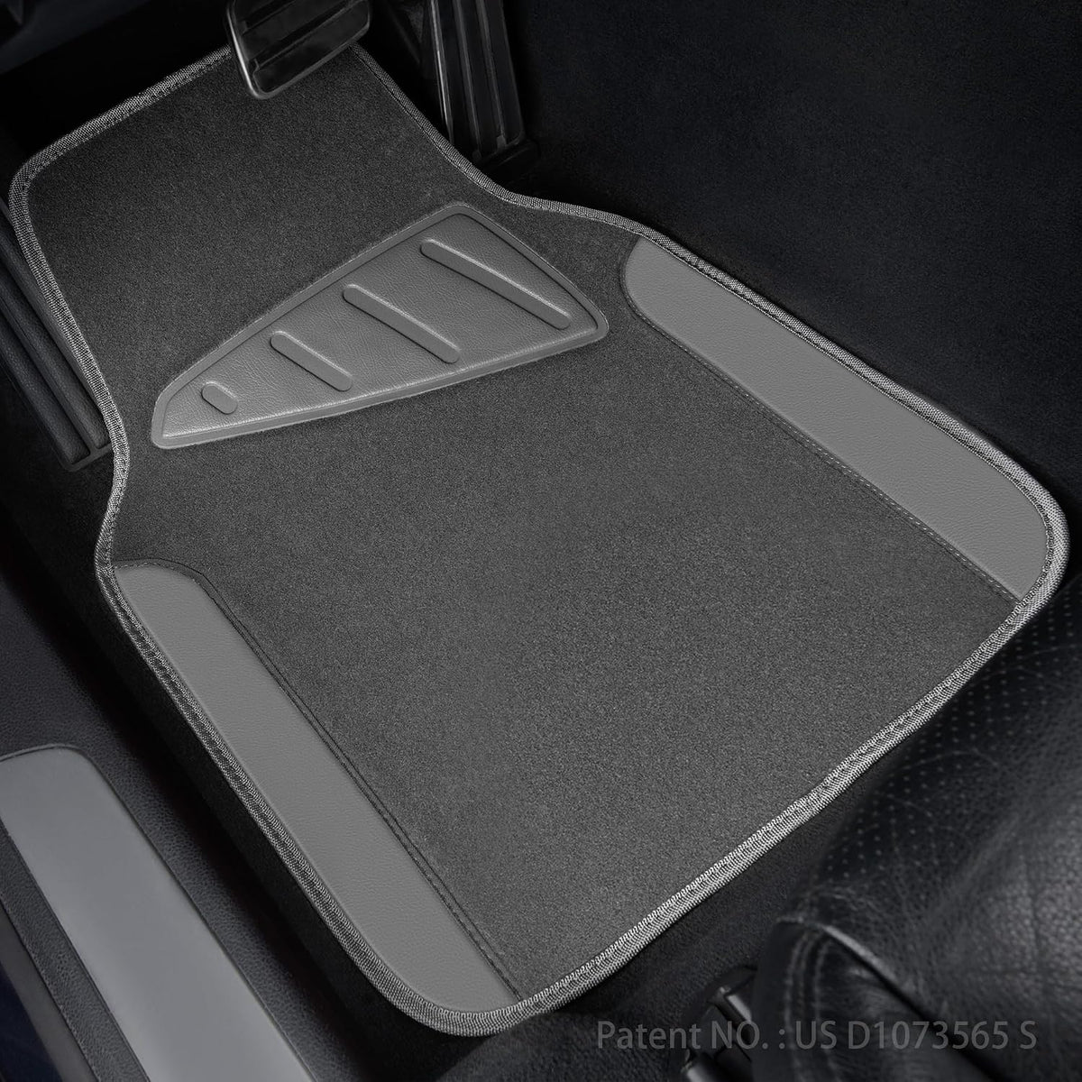 CAR PASS Waterproof Universal Fit Car Floor Mats, Car Mats Fit for SUV,Vans,sedans, Trucks,Set of 4pcs Car Carpet with Driver Heel Pad (All Gray)