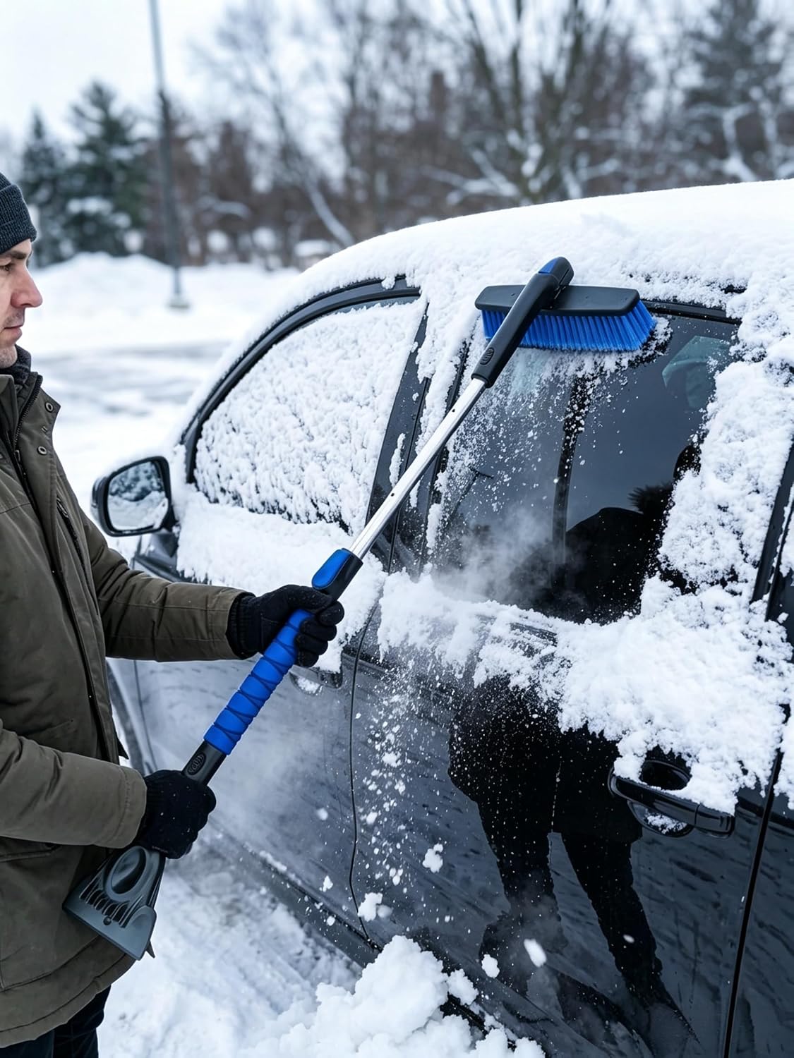 40.5‘’ Extendable Snow Brush & Ice Scraper for Car SUV Windshield