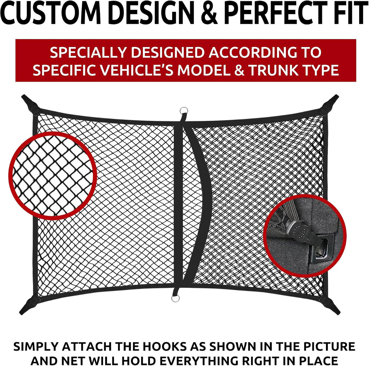 TrunkNets Inc Floor Trunk Cargo Net for Audi Q5 SQ5 Q5 Hybrid 2009 2010 2011 2012 2013 2014 2015 2016 2017 2018 2019 2020 2021 2022 2023 2024