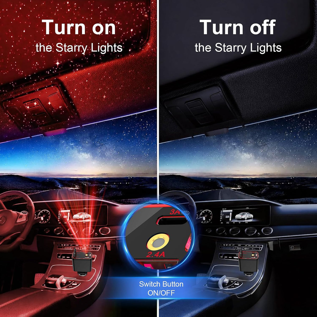 Retractable Car Charger with Starlight for Samsung Galaxy S26 Ultra/A17/A16