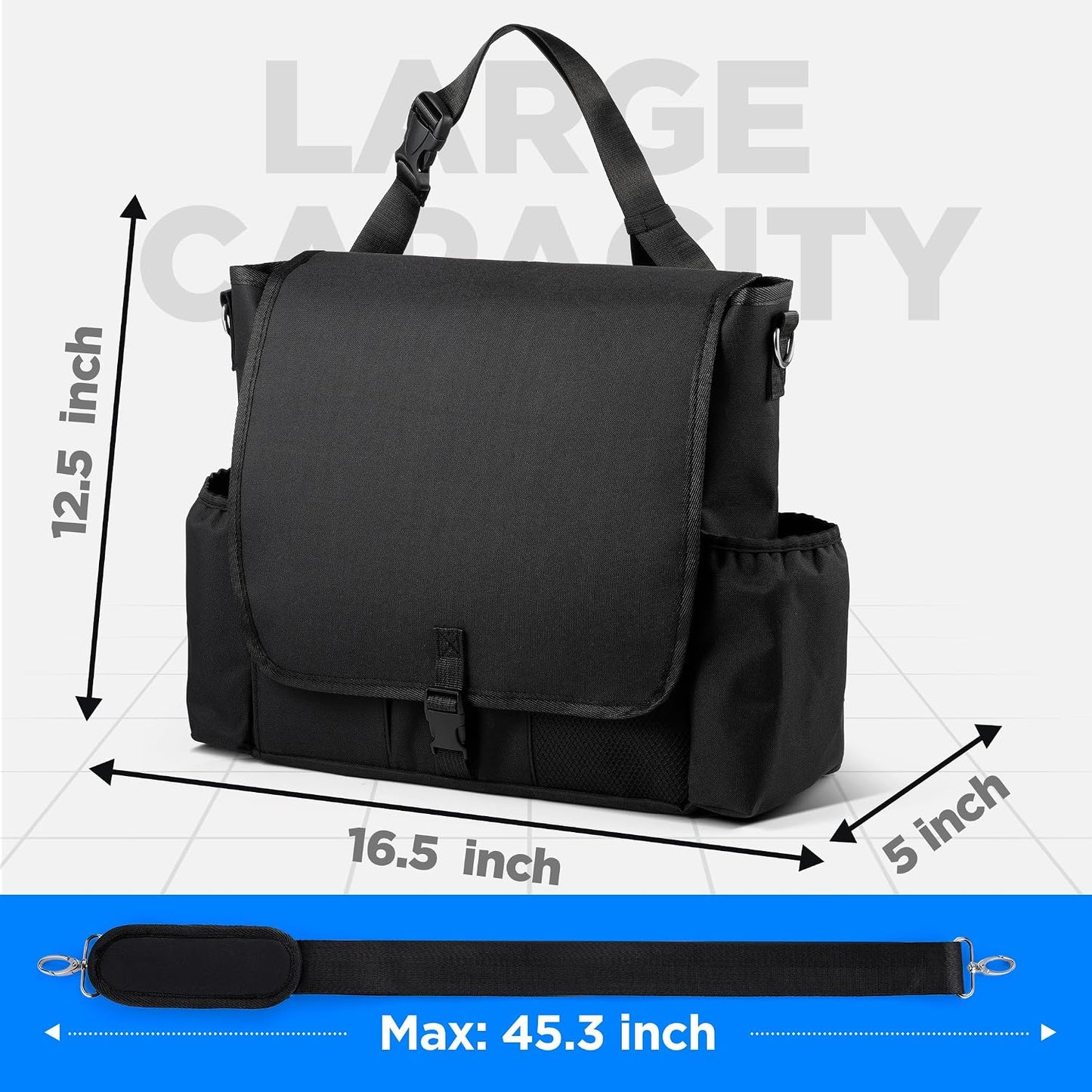 LUCMO Car Seat Organizer with Tablet and Laptop Compartment, Multiple Pockets Truck Front Seat and Backseat Organizer, Portable Large Capacity Office Bag with Adjustable Strap and Hardened Buckles