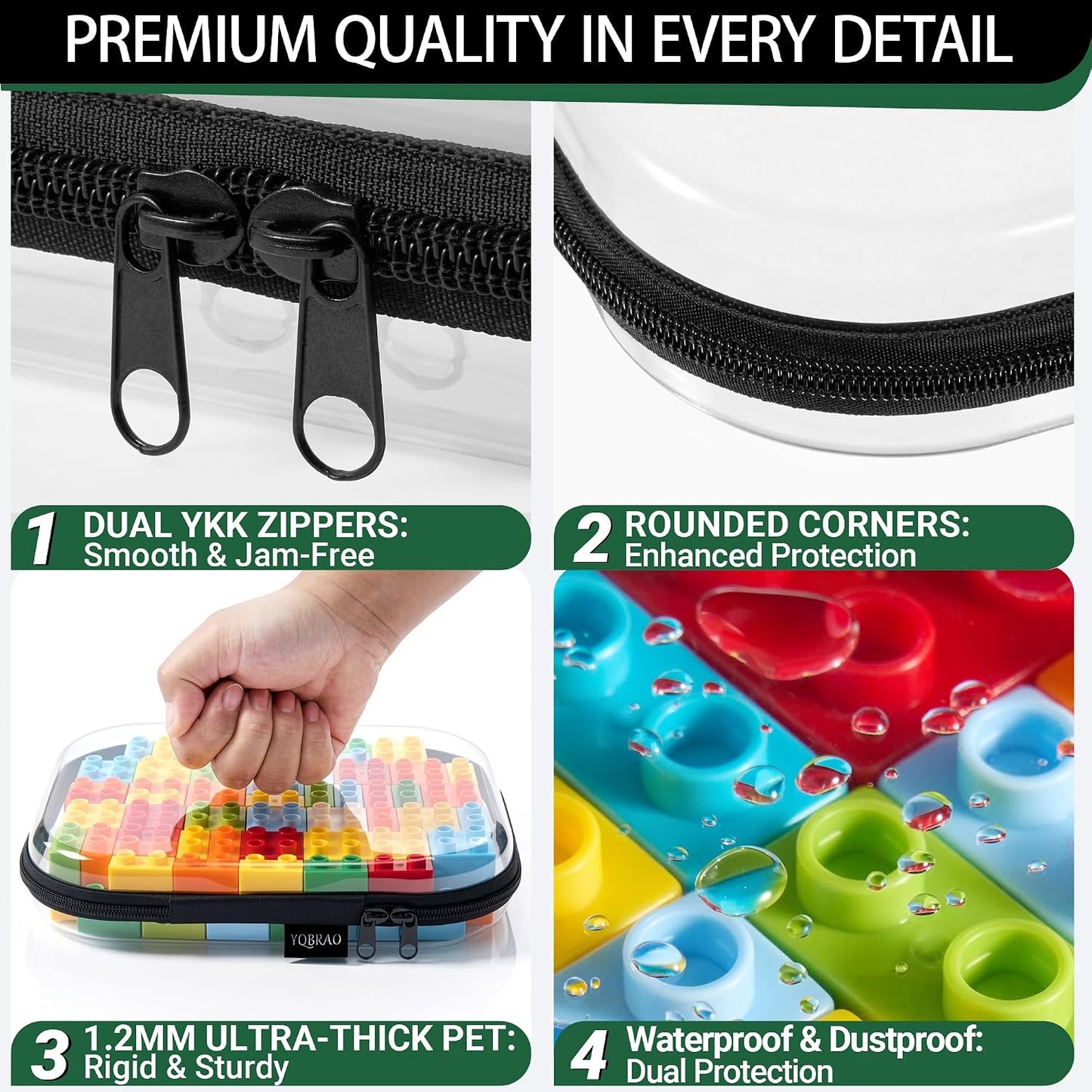6 Pack Black Clear Hard Shell Beauty Organizer (2M+4S), 1.2mm Heavy Duty Crush-Proof Cosmetic Case, Reinforced YKK Zippers, Stadium Approved Security Bag for Skincare & Electronics, Multi-Size Set