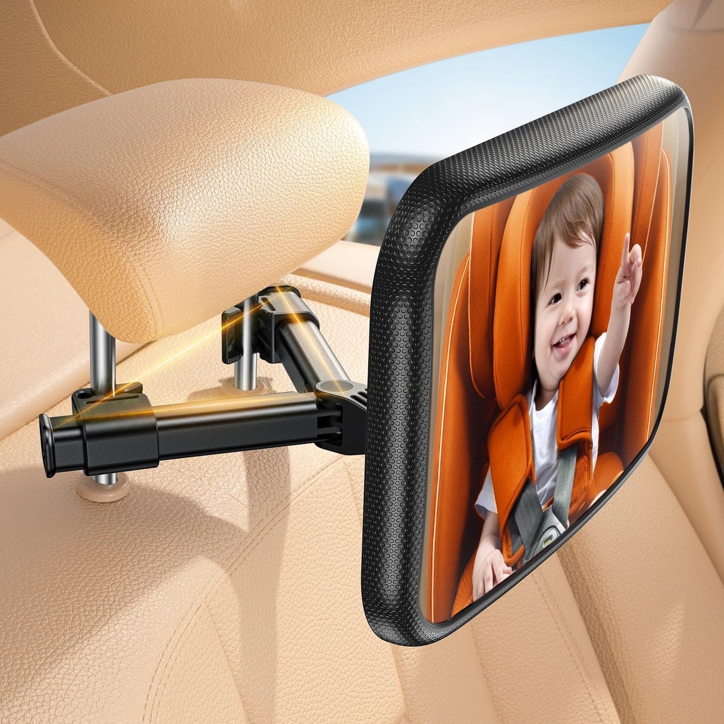 Lamicall Baby Car Mirror for Backseat - Never Shake Clip Hook, Safest Acrylic Rear Facing Car Seat Mirror, 3S Access, 360° Rotation & Wide Clear View, Newborn Baby Accessories Gifts