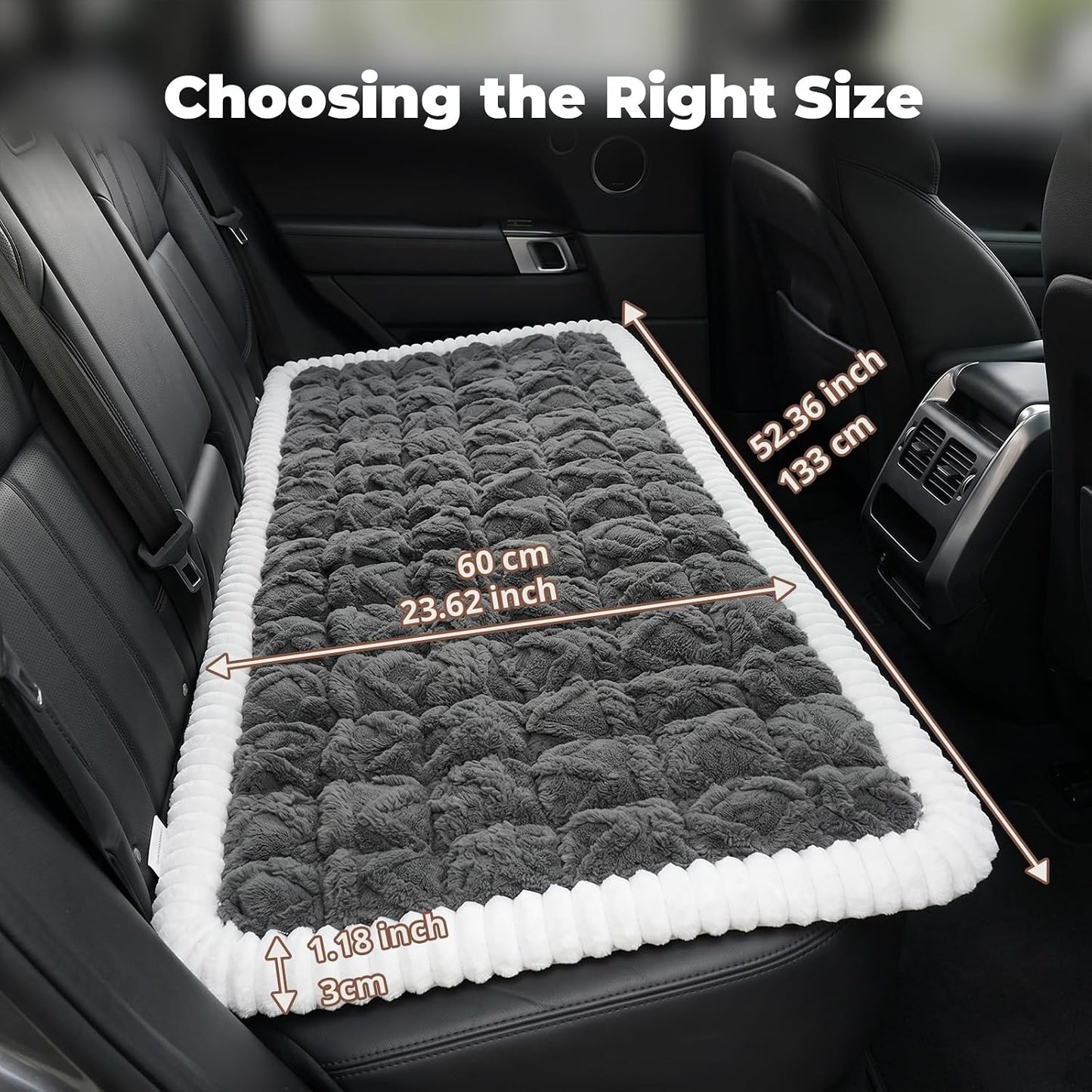Avont Dog Bed for Car Back Seat, 2026 New Backseat Pet Bed Mat | 52.3"x23.6" Back Seat Pet Cover for Dogs Machine Washable Non-Slip Thick Plush Travel Mat for SUVs Trucks Camping - Dark Grey