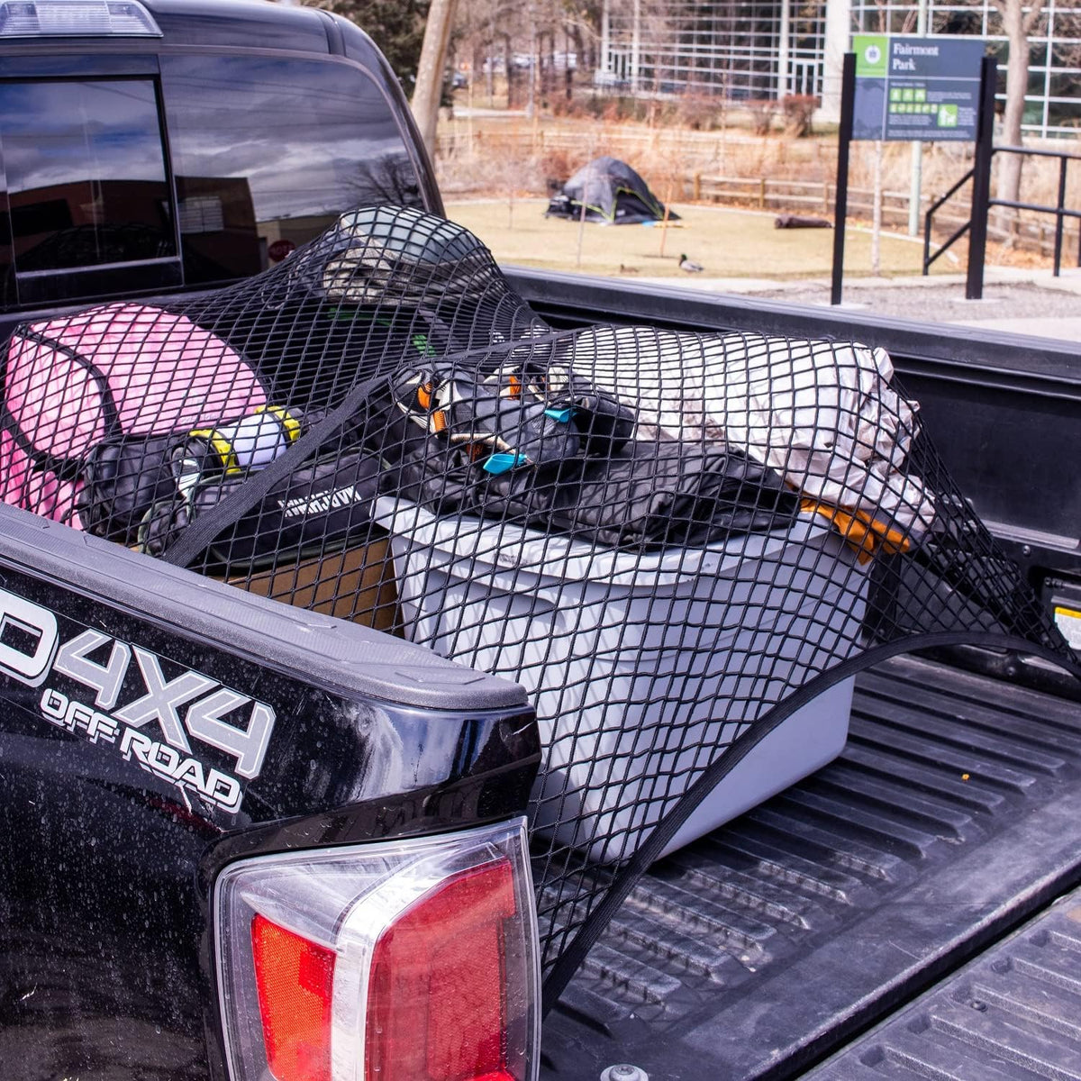 Highly Elastic Cargo Net, Simple Truck Bed Cargo Mesh Organizer, Suitable for 5ft - 6ft Standard Bed Trucks, 4'x4' Stretches to 7'x7' (Double Layer)
