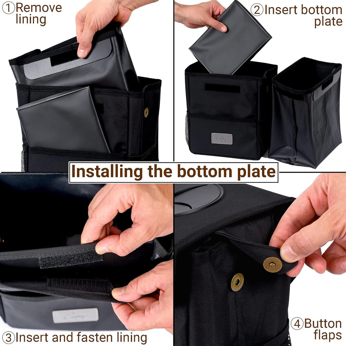 Creathing Car Trash Can [Touring Edition] - Removable Liner - 100% Leakproof, Odor Control Lid, Hanging Garbage Bin for SUV, Truck, Car (2 Gal, Black)
