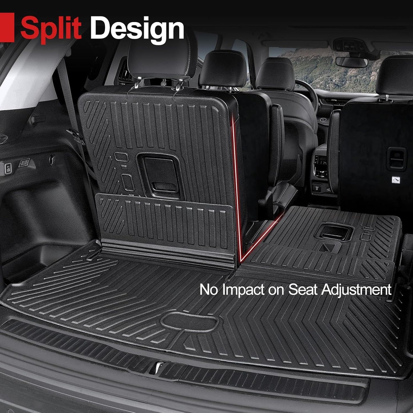 Floor Mats for 2021-2025 2026 Jeep Grand Cherokee L (6-Seater w/o 2nd Row Center Armrest Only), TPE All Weather Protection Durable Trunk Cargo Mat for Jeep Grand Cherokee L Accessories