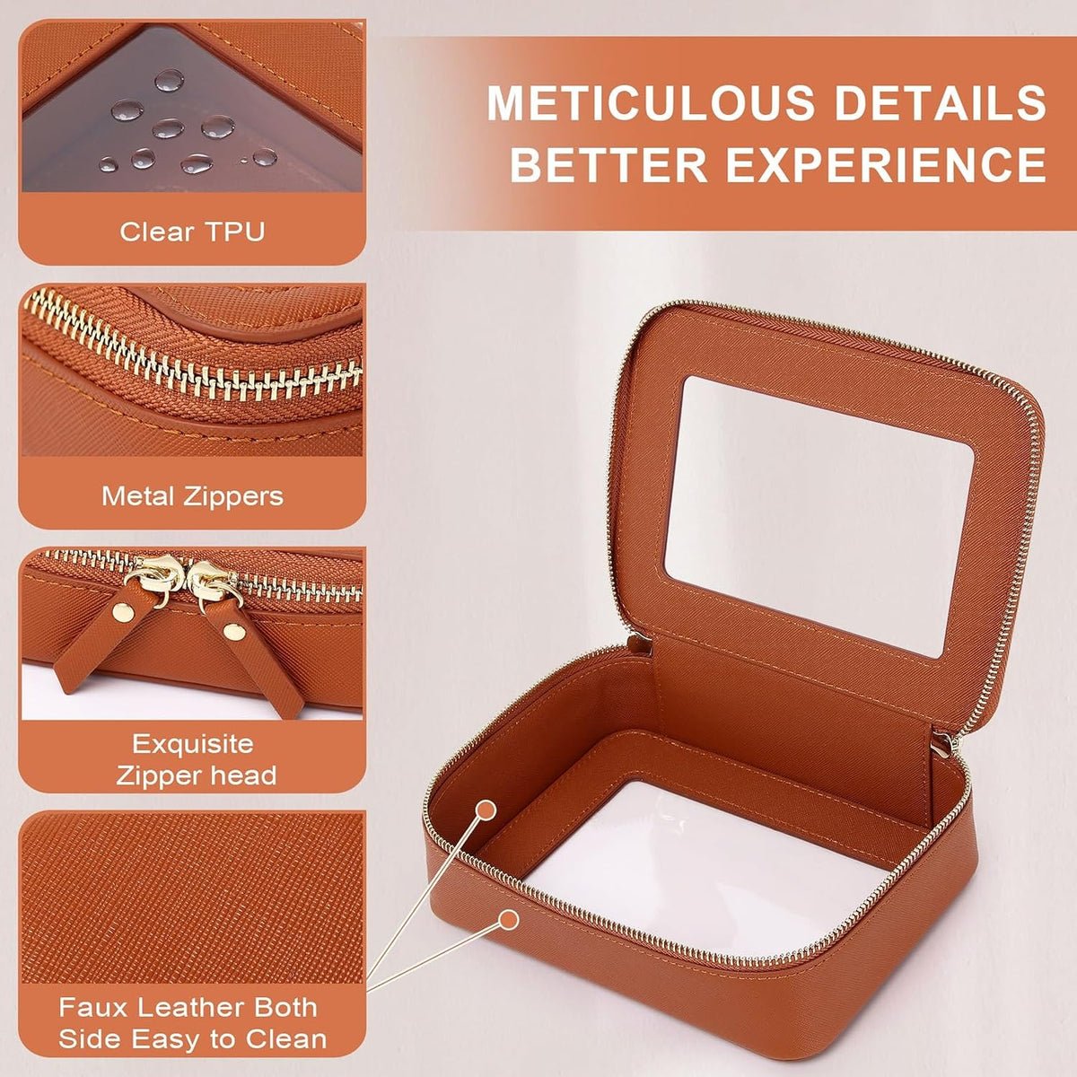 Pinkmik Clear Makeup Bag, (Brown, M)