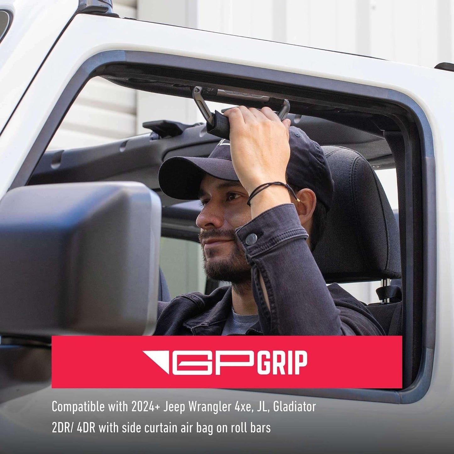 GPCA GP Grip Air Grab Handles Designed for 2024, 2025, 2026 Jeep Wrangler JL, JT & Jeep Gladiator 4xe w/Airbag Compatible - Aero-Grade Aluminum, Patented Foldable Design, Easy Installation