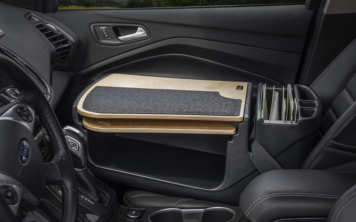 AutoExec GripMaster Car Desk for Your Vehicle Workstation and Mobile Office, Natural Birch