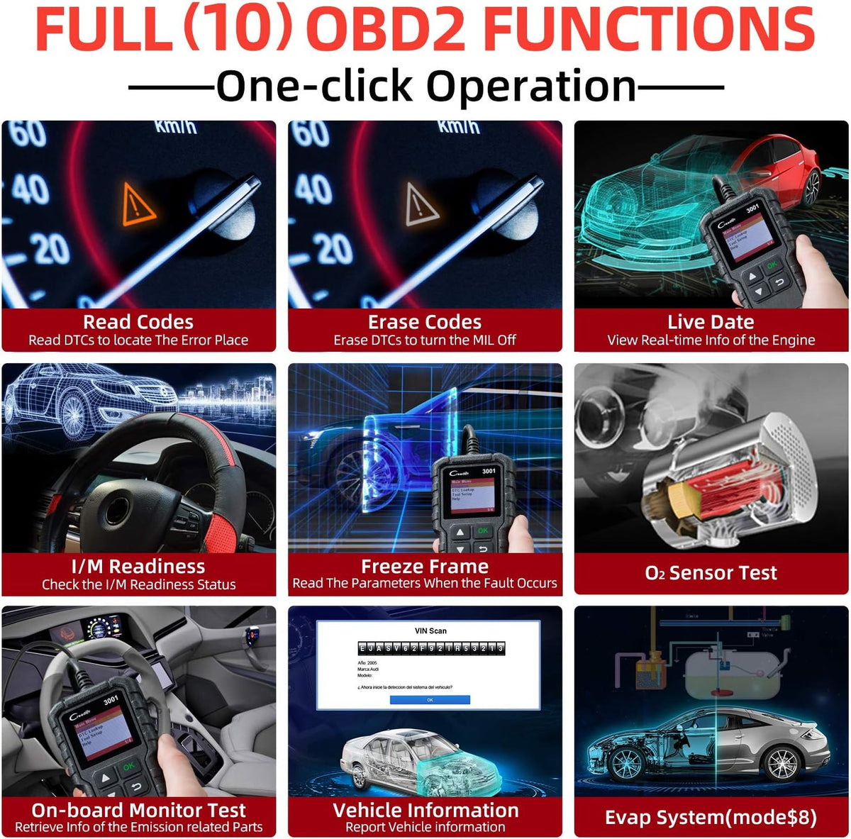 Launch Creader 3001 OBD2 Scanner,Engine Fault Code Reader