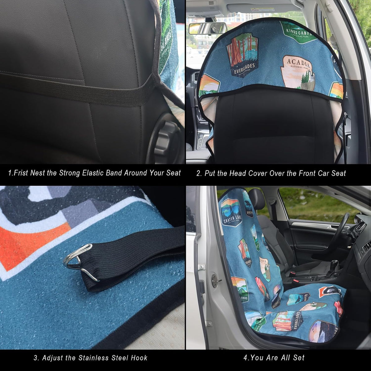 Car Seat Cover Protector Front Seats,for Gym Workout,Running,Swimming,Beach and Hiking,Waterproof Sweat Towel Bucket Seat Covers for Cars SUV Trucks (National Parks, 2Pcs)