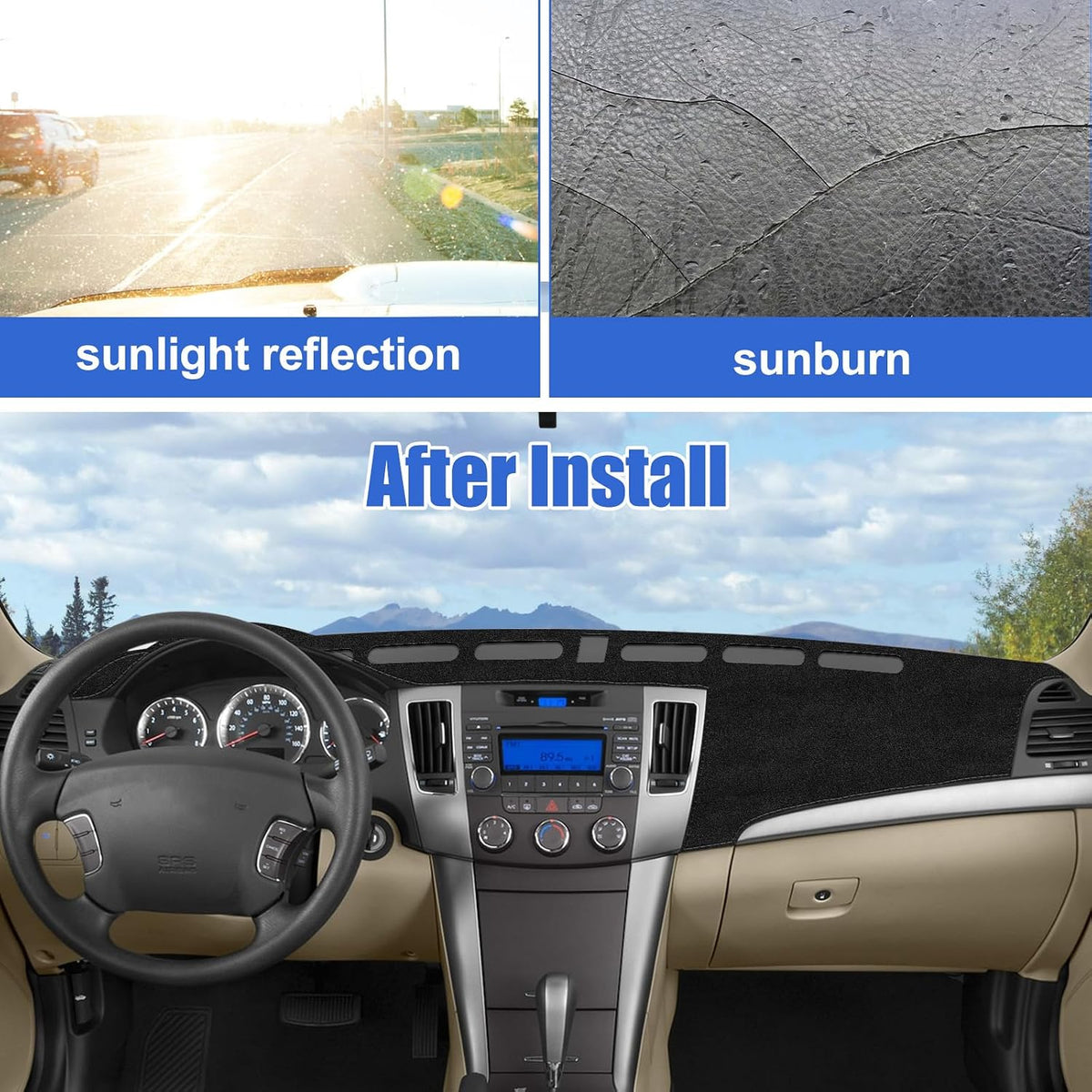 Car Dashboard Cover Mat Compatible with Hyundai Sonata 2009 2010 SE Limited