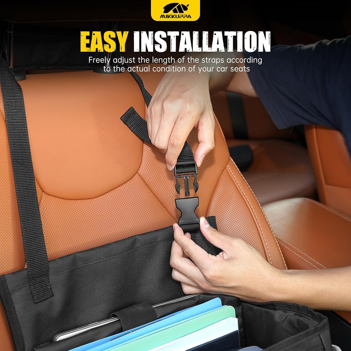 MIKKUPPA Car Front Seat Organizer - Upgraded Enlarged Passenger Seat Organizer with Dedicated Laptop Tablet Storage & Cup Holder, Suitable for Car File Organizer & Patrol Bag Law Enforcement