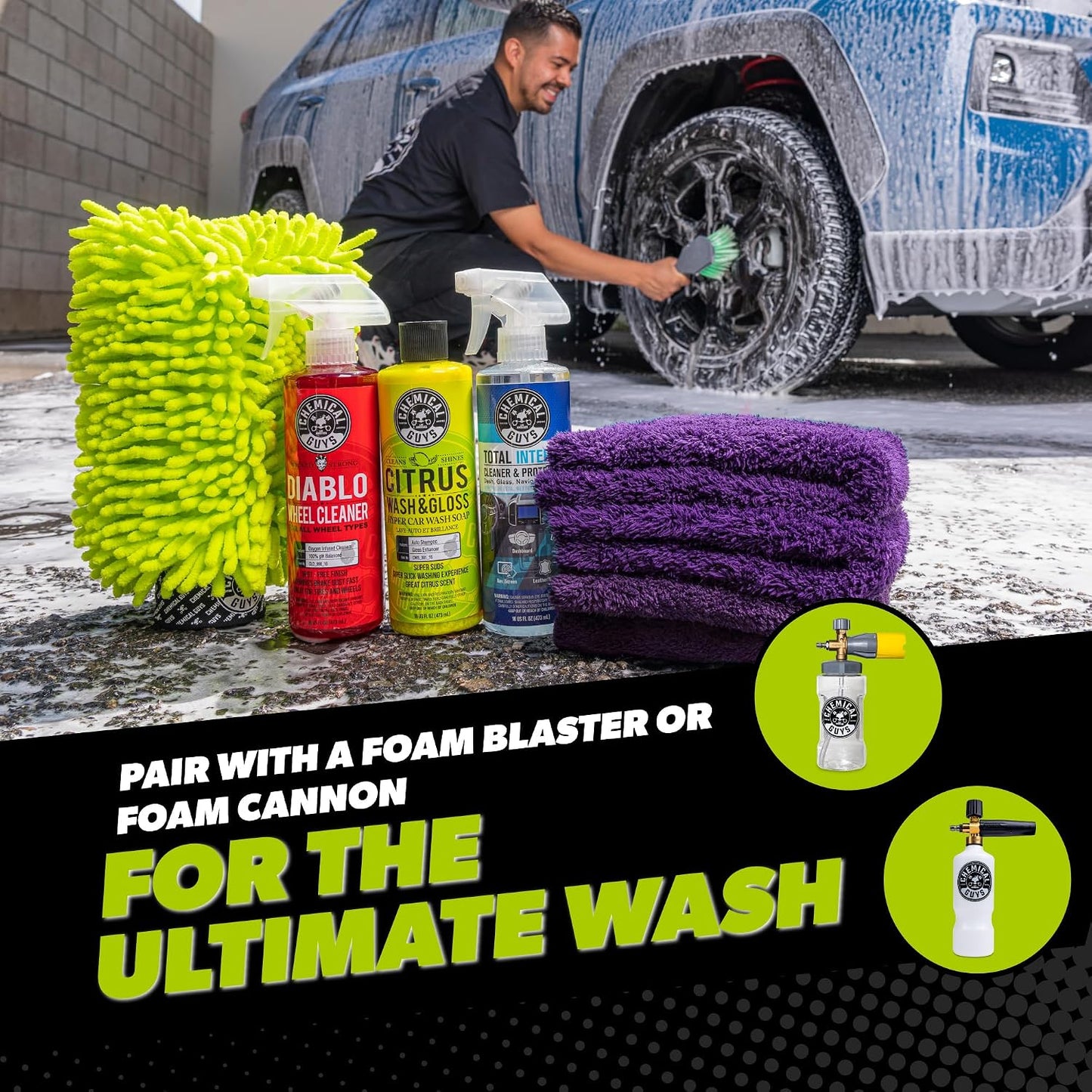 Chemical Guys, 7-Piece Car Cleaning Kit, Wash, Wheel & Interior Cleaners | Everything a first-time detailer needs for a full inside-and-out clean without buying pieces one at a time