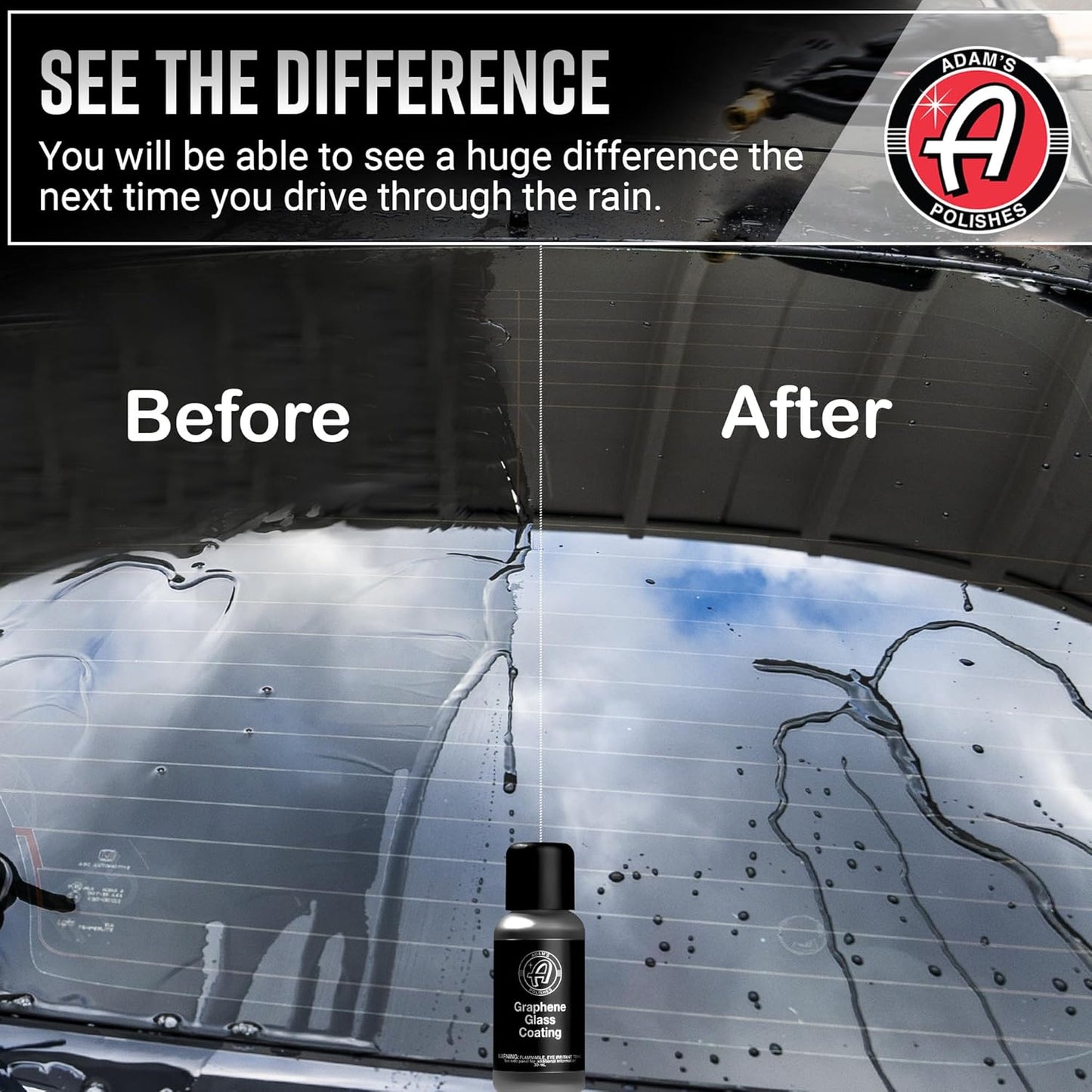 Adam's Polishes Graphene Glass Coating (30ml) - Advanced Rain Windshield Water Repellent for Cars, Shower Doors Mirrors and Other Glass Surfaces | Long Lasting Hydrophobic Graphene Ceramic Coating