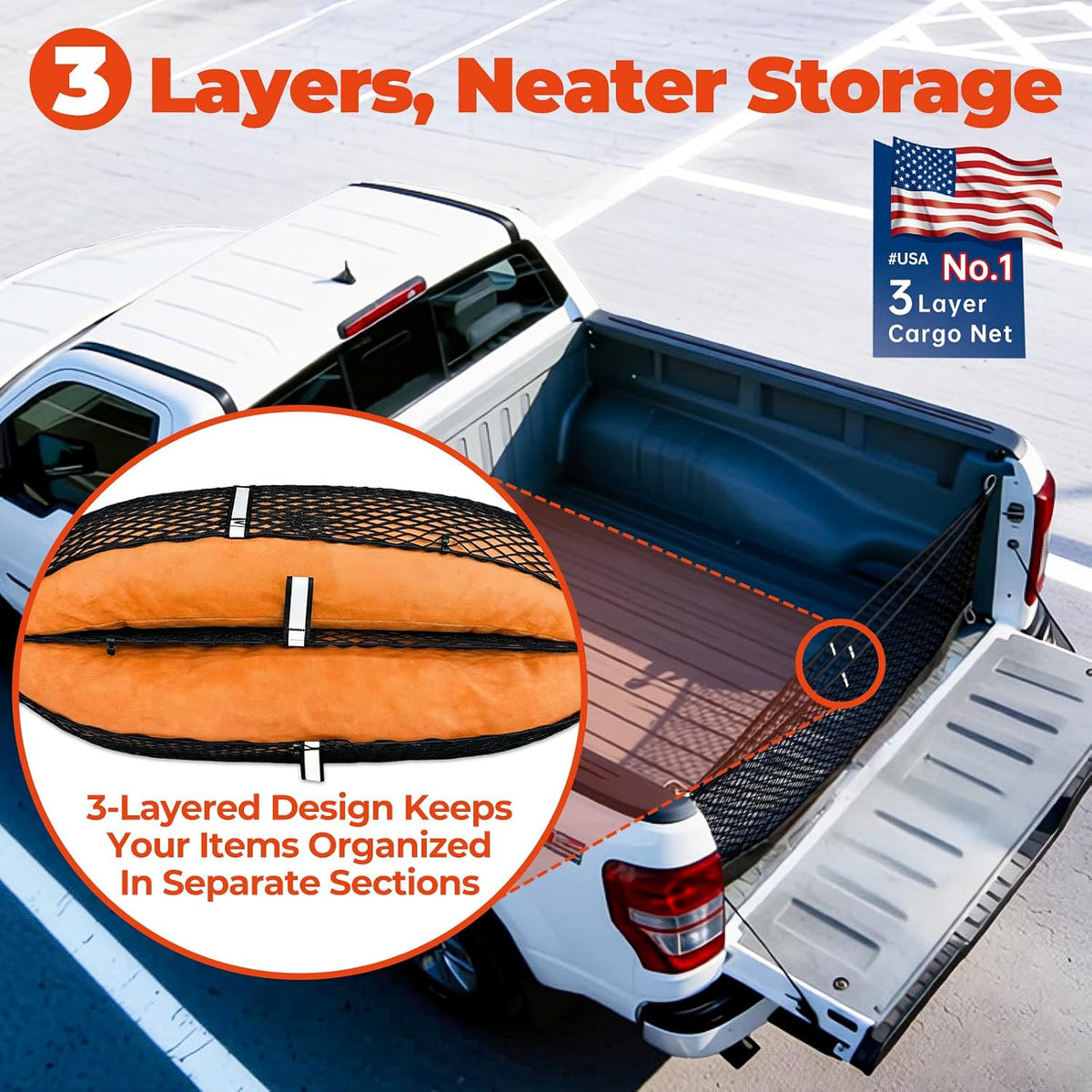 3-Layer Cargo Net for Subaru Forester 2025-2026, Zoned Storage Trunk Net