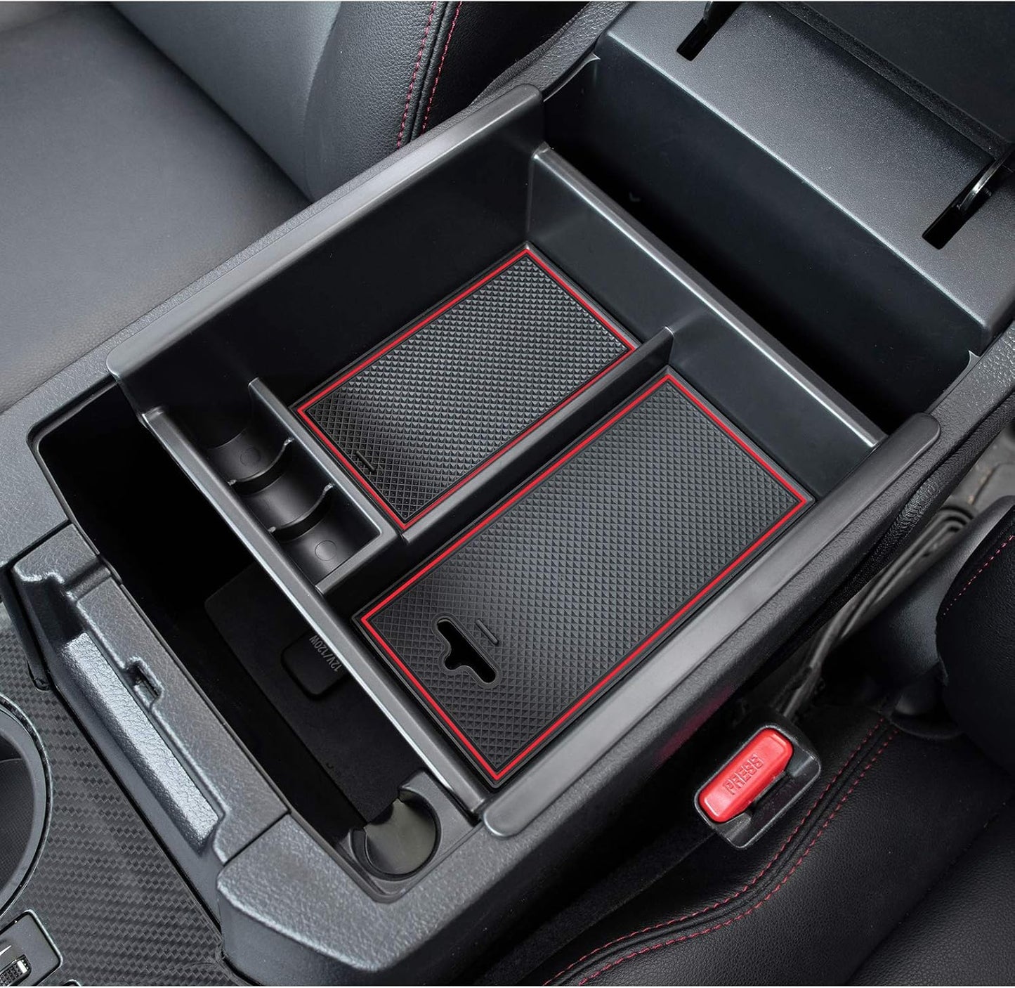 JDMCAR Center Console Organizer Compatible with Toyota 4Runner Accessories 2010-2024 and Kia Telluride (2020-2024), Insert ABS Black Materials Tray, Armrest Box Secondary Storage