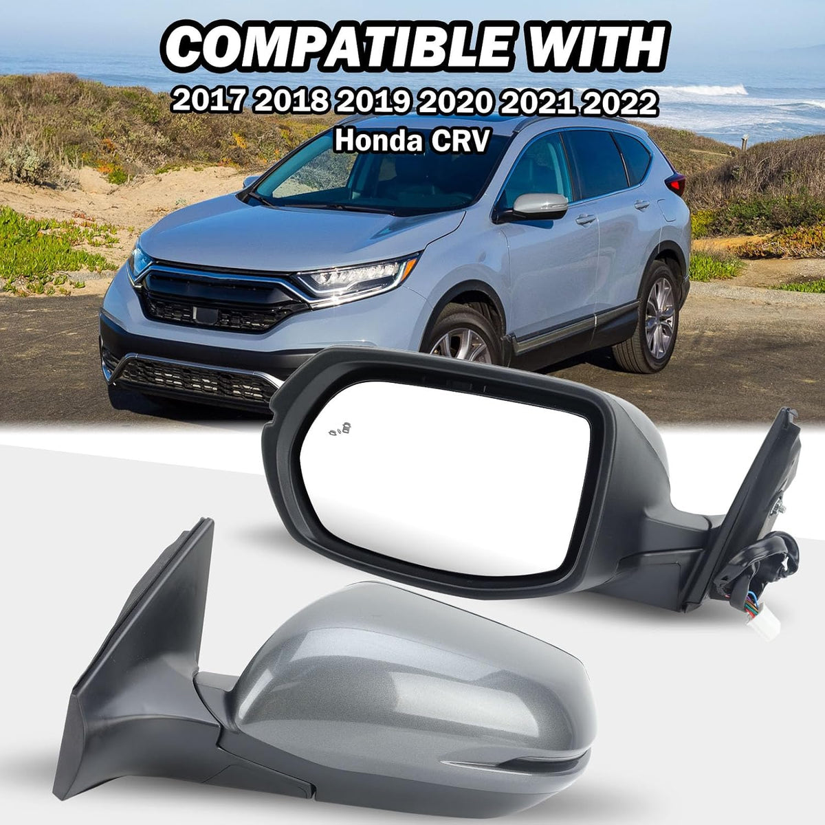 Driver Side Mirror for Honda CR-V 2017-2022（Modern Steel Metallic）