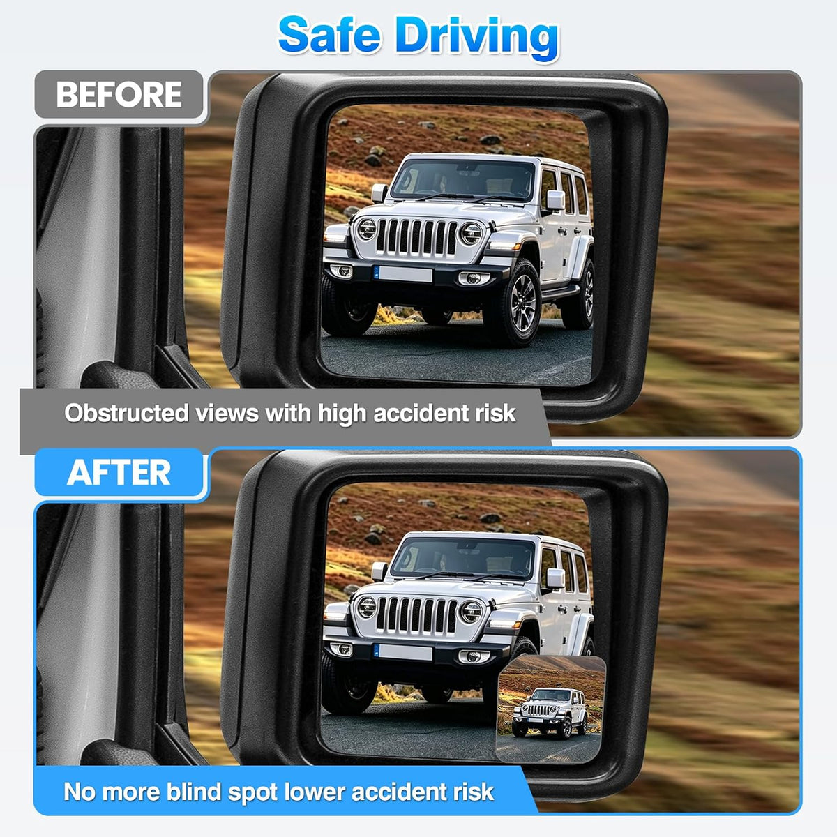 2PCS Blind Spot Mirrors for 2018-2026 Wrangler, 2018-2026 Gladiator