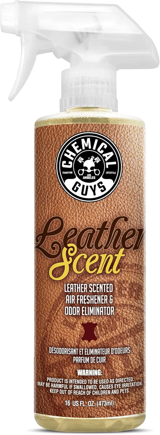 Chemical Guys, Leather Scent Air Freshener & Odor Neutralizer Spray, 16 oz | Rich leather scent refreshes interiors while neutralizing odors, adjustable spray for cars, trucks and SUVs