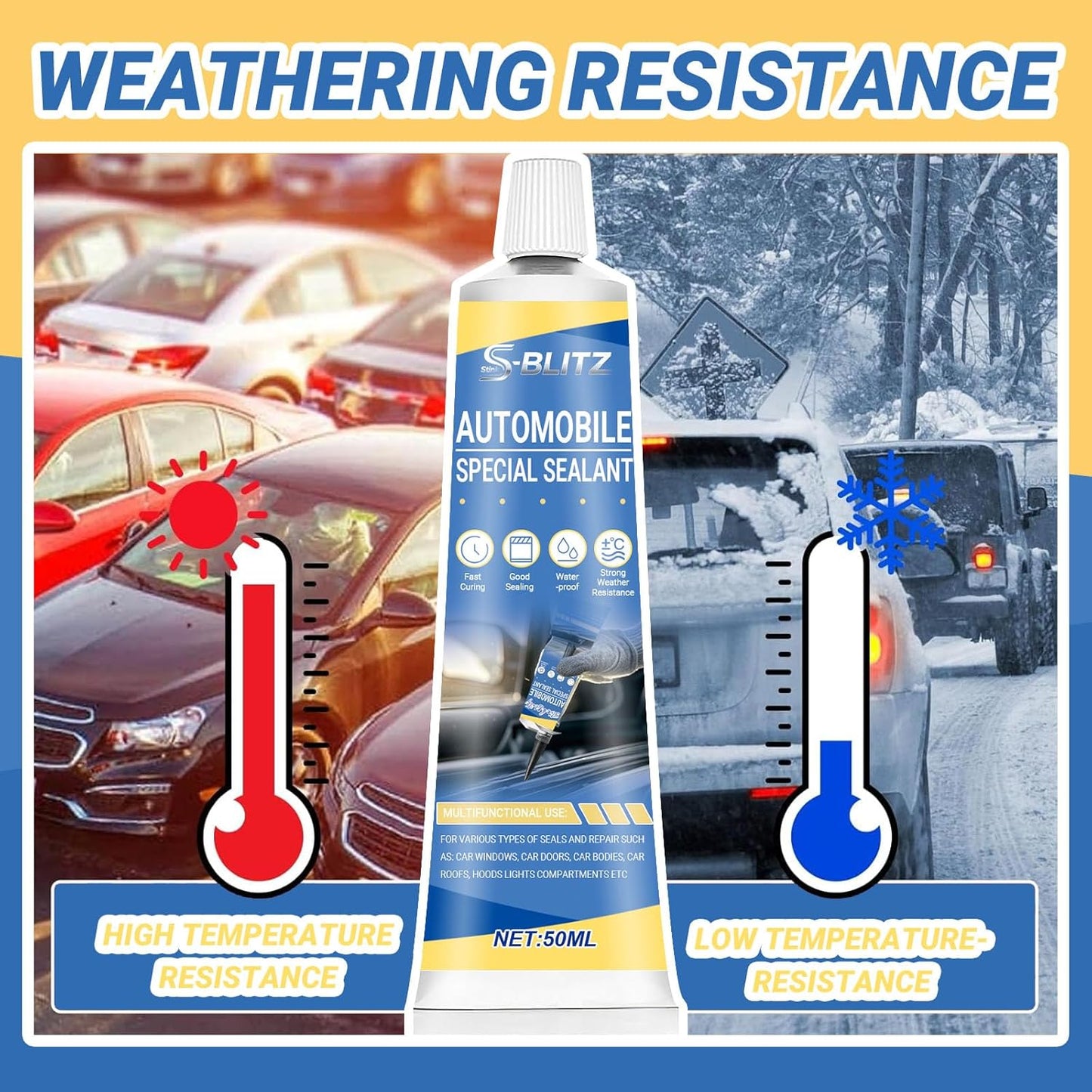 Automotive Body Adhesive Sealant, Windshield Sealant - 100ml Car Trim Glue, Car Glue Exterior & Interior, Heat Resistant & Strong Seal, Car Body Sealant for Weatherstrip, Door Rubber, Plastic Trim