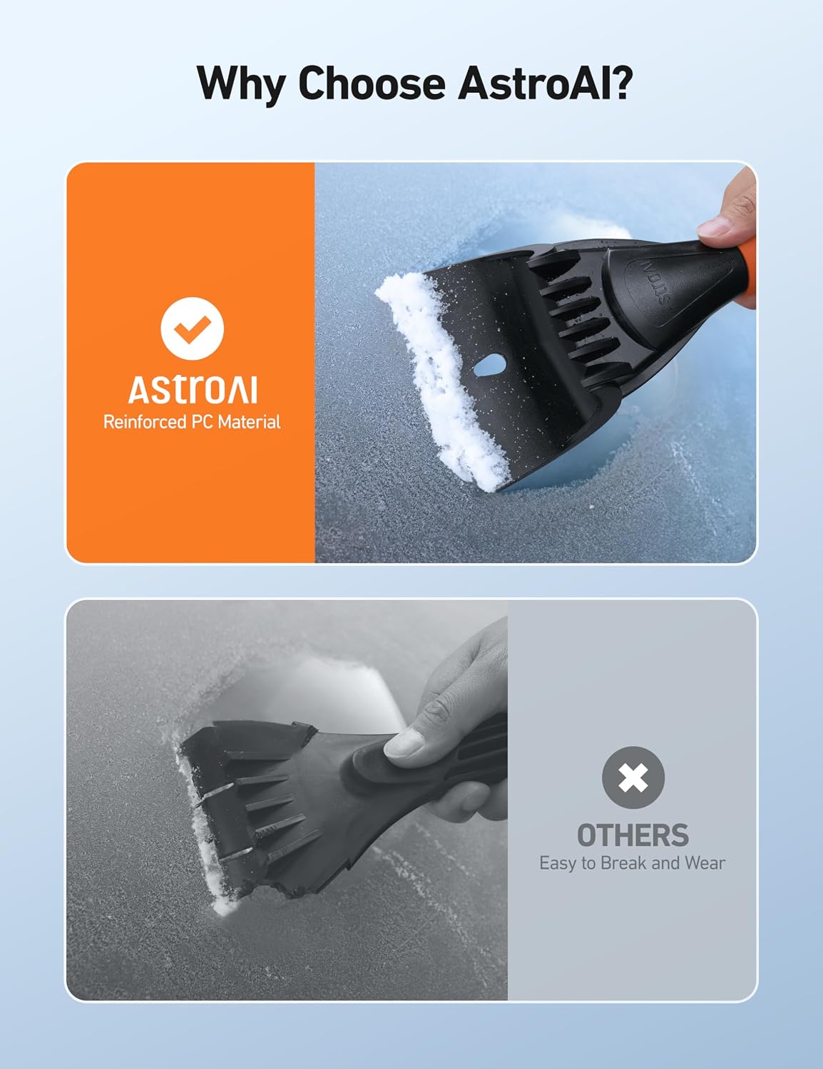 AstroAI Ice Scraper for Car Windshield, Snow Scraper with Ergonomic Grip