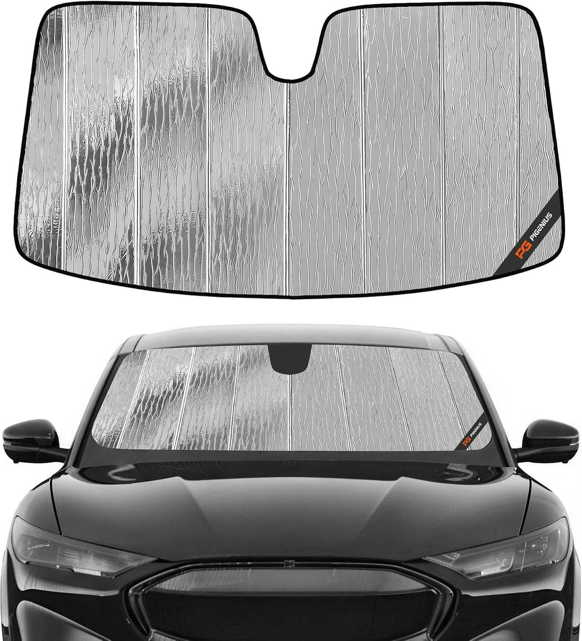 Pigenius Windshield Sun Shade for Ford Mustang Mach-E 2021-2026, Custom Fit Front Window Sunshade - AstraGuard