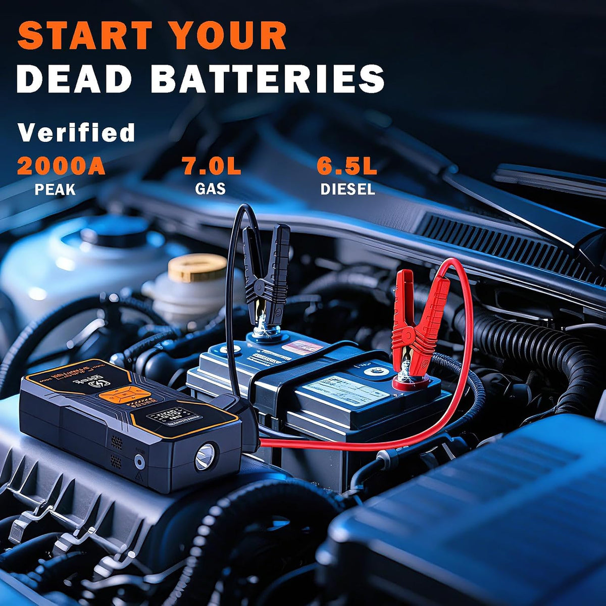B31 2000A, 16000mAh Jump Starter, 12V Battery Booster