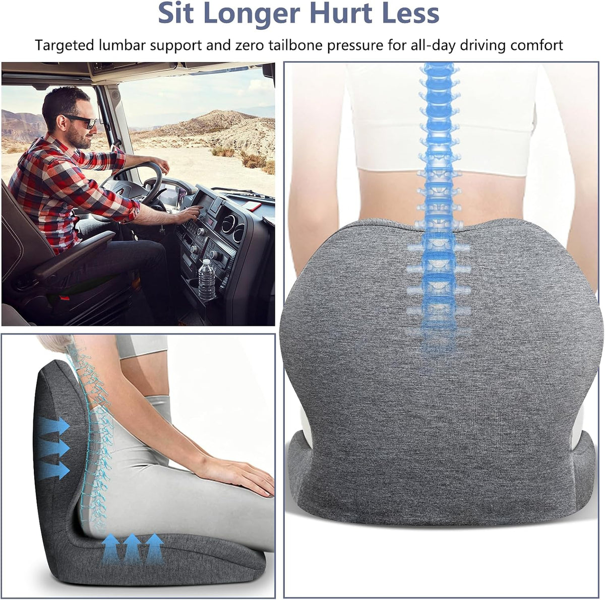 Memory Foam Car Seat Cushion with Lumbar Support Pillow,Driver Seat Cushion