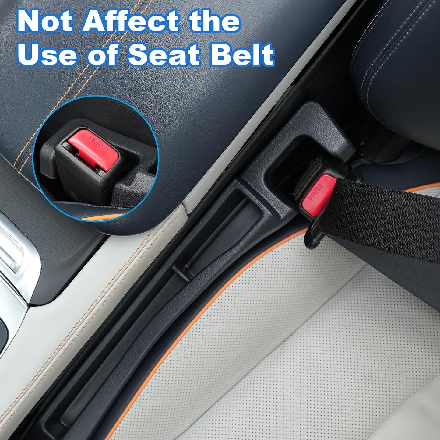 Car Seat Gap Filler with Drop Prevention & Storage Hook - Between Seats Console Organizer for SUV Truck - Car Accessories - Set of2 (Black)