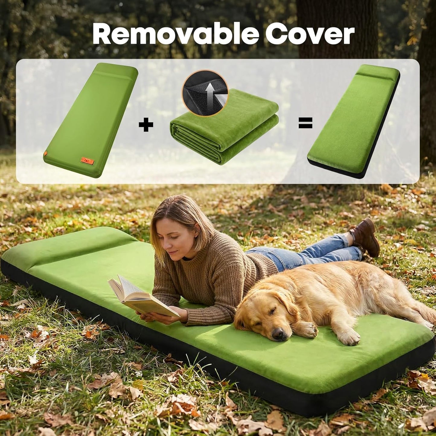Self Inflating Sleeping Pad with Electric Pump, 4" Ultra-Thick Foam Camping Pad,9.5 R-Value 4 Season Camping Mattress Pad with Removable Cover, Camping Essentials Gear for Tent Travel Car