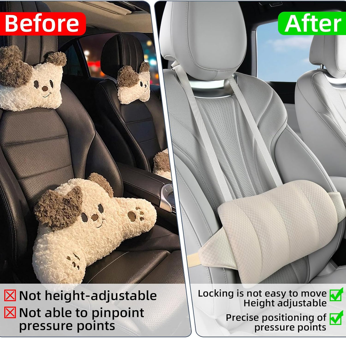 KAYI Lumbar Support Pillow for Car, Memory Foam Lumbar Pillow with Adjustable Straps, Lumbar Support Pillow for Office Chair, Back Support for Car, Sitting, Driving, Traveling (1, Beige)