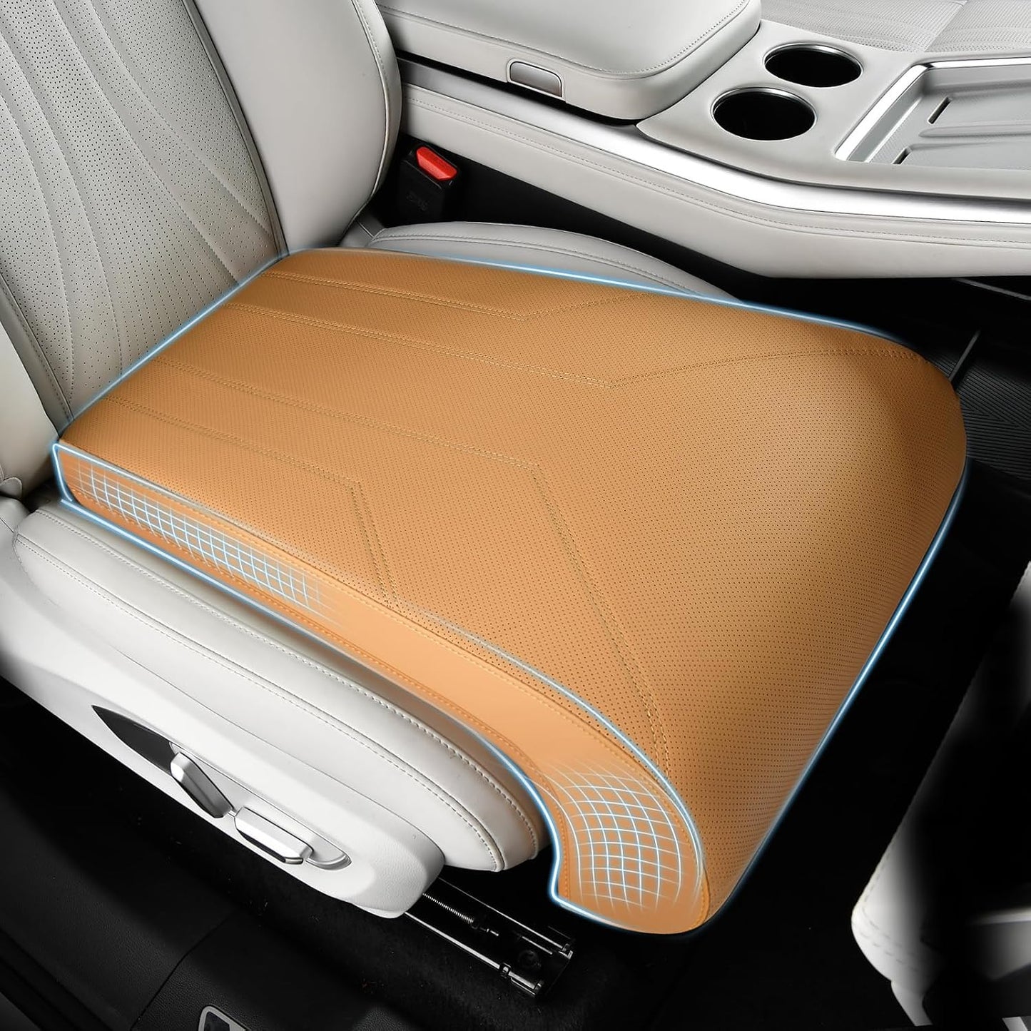 FLORICH Car Seat Extender Leg Extender Support Cushion for Driver Seats Office Chair, Leather Carseat Leg Support for Long Drivers Universal Car Seat Cushion Legs Rest Pads-Black