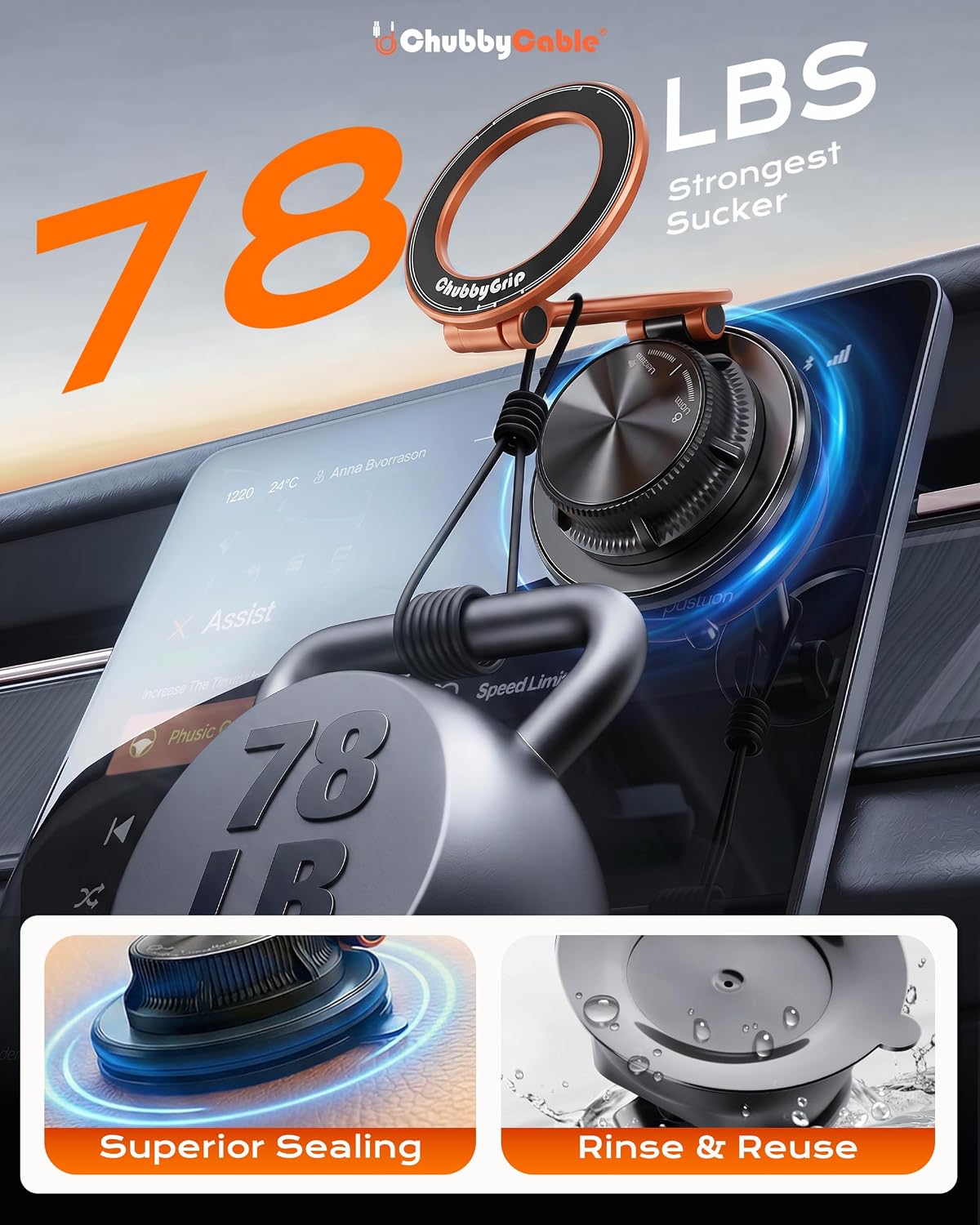 ChubbyGrip AirVac Vacuum Magnetic 360° Adjustable Phone Mount