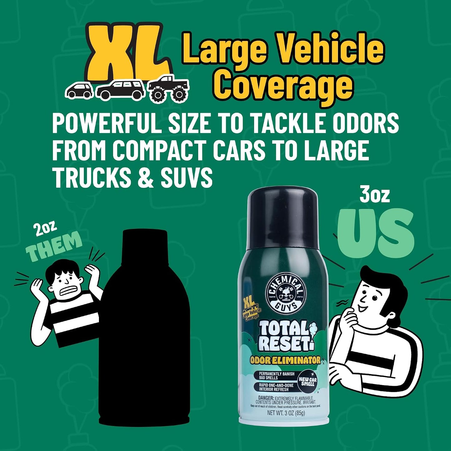 Chemical Guys New Car Smell Odor Eliminating Fogger 3 Pack | For smoke, pet, food, and gym odors in cars, trucks, and SUVs, 3 oz each, for smoke pet food and gym odors in any vehicle