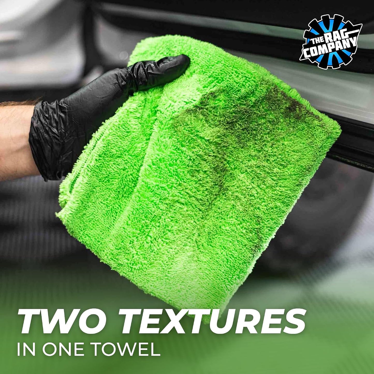 The Rag Company - Creature Edgeless Auto Detailing Towels (10-Pack) Professional 70/30 Blend, Dual-Pile Plush Microfiber, Buffing & Polishing, 420gsm, 16in x 16in, Lime Green