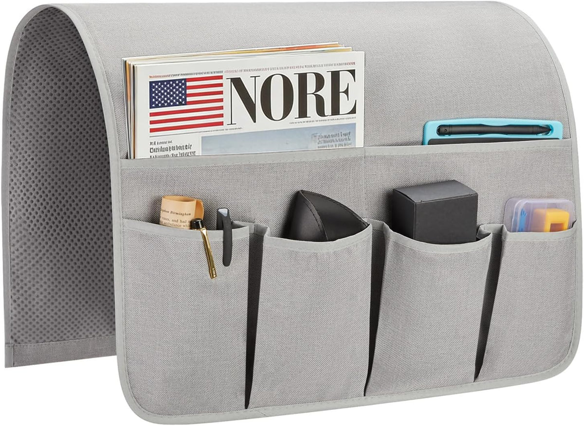 Sofa Armrest Organizer, Remote Control Holder for Recliner Couch, Arm Chair Caddy with 6 Pockets for Magazine, Tablet, Phone, iPad