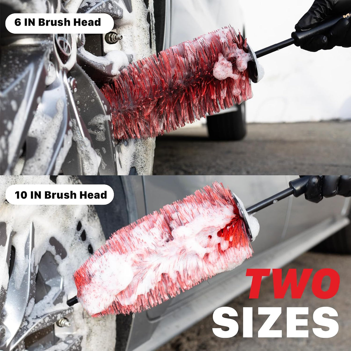 Maxshine Universal 10” Wheel & Rim Brush – Soft Bristle Scratch-Free Car Detailing Brush with Comfort Grip & Knuckle Guard – Tire, Spoke, Lug Nut & Brake Dust Cleaner for Cars, Trucks, SUVs & Boats