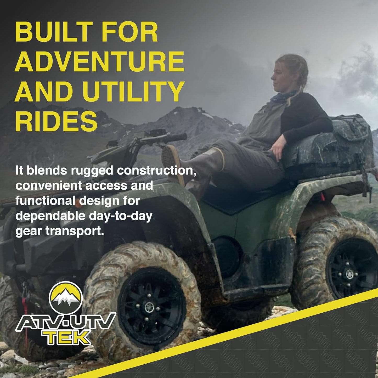 ATV TEK Arch Series Oversized Rear Rack Utility Pack, Padded ATV Cargo Bag in Kings Mountain Shadow Camo, Spacious Multi-Compartment ATV Storage Bag with Seamless Seal for Gear and Trail Essentials.