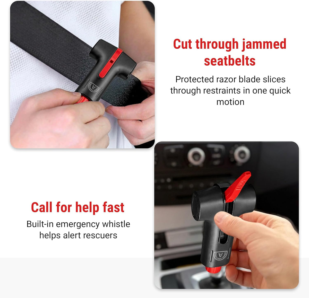 ADD-SCAPE 3-in-1 Car Emergency Escape Tool – Glass Breaker & Belt Cutter