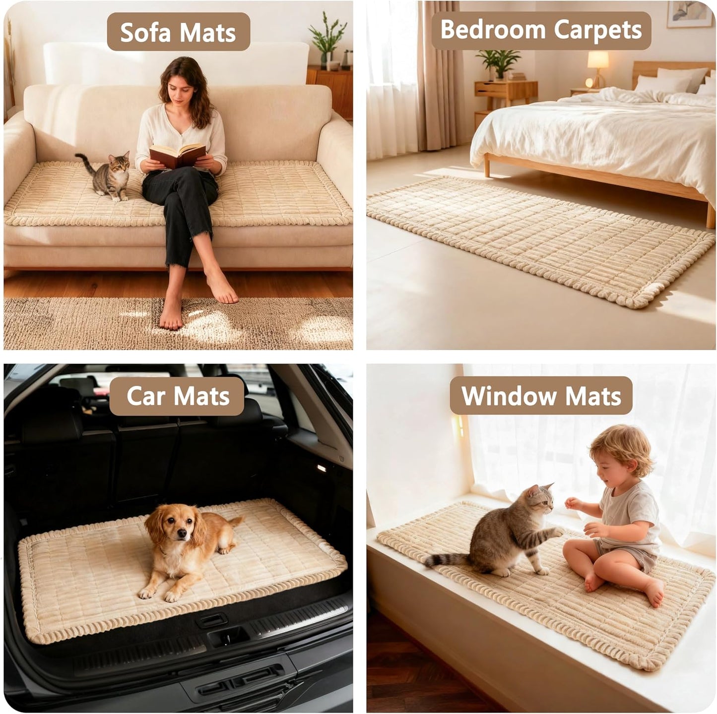 Capslpad Couch Covers for Dogs Washable Non Slip Pets Sofa Covers Fuzzy Sofa Slipcover Geometric Pet Friendly Mat Cushion Protector Travel Pet Mat for Living Room Car Back Seat, Brown 27.5"x59"