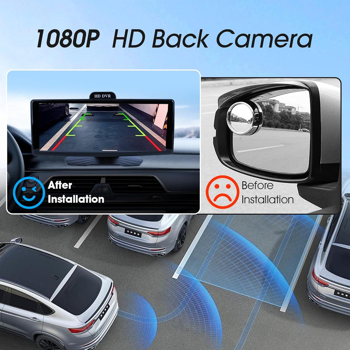 Haudio 10.26" Portable Wireless Apple CarPlay Screen for Car, Wireless Android Auto Touch Screen with 1080P Dash Cam & Backup Camera, GPS Navigation, Bluetooth 5.0, Voice Control, FM, Plug and Play