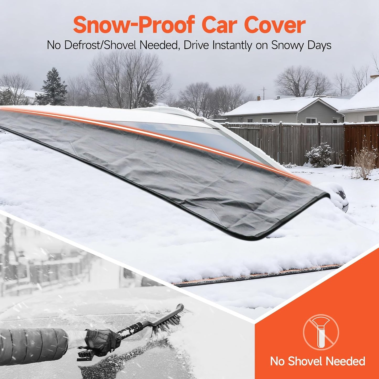 Winter Windshield Covers for Ice and Snow Windshield Frost Cover for Car Heavy Duty Windshield Hail Protector 600D Car Frost and Ice Removal for Truck SUV