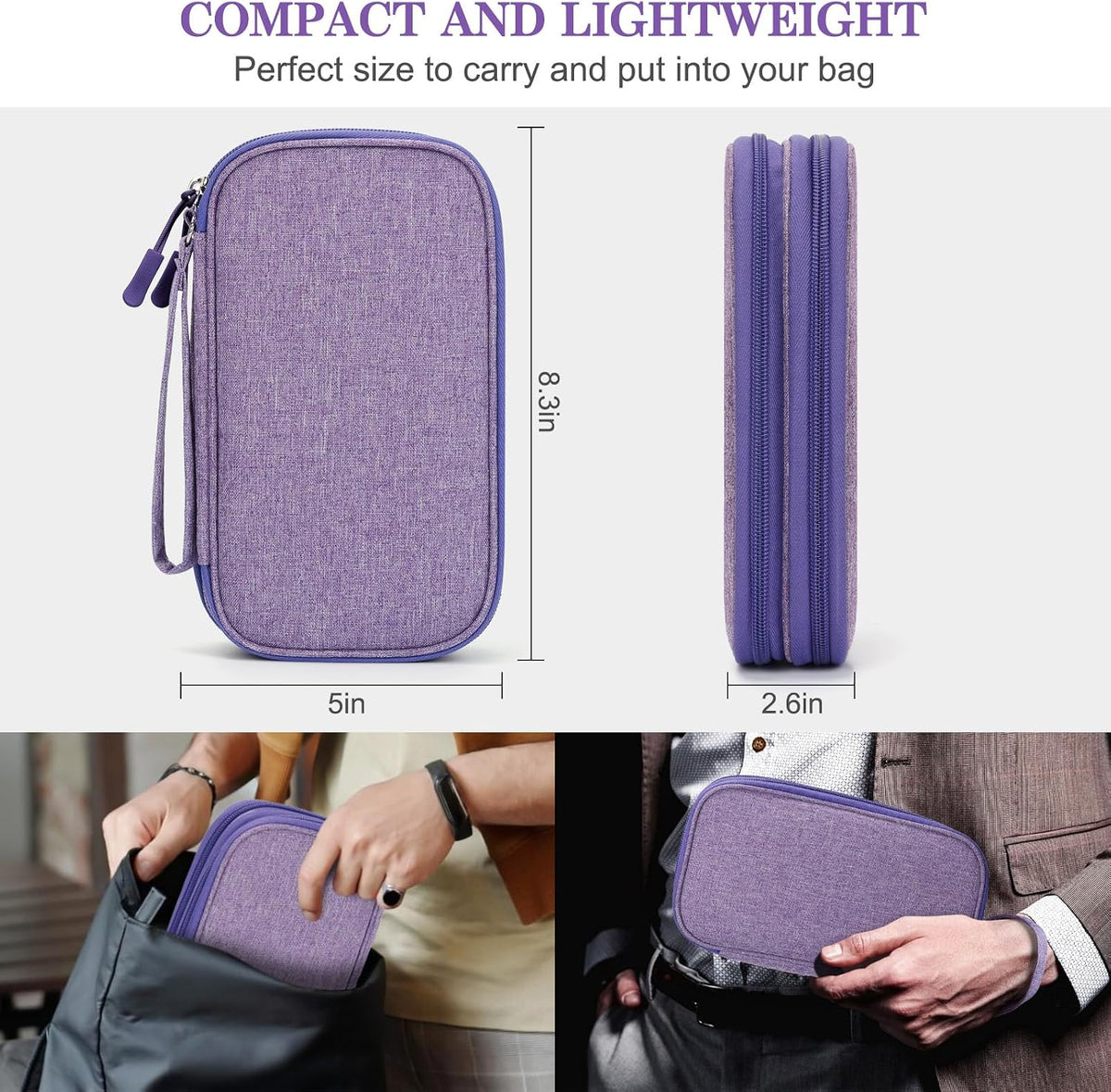 FYY Electronic Organizer, Travel Tech Pouch Bag, Medium, Dark Purple