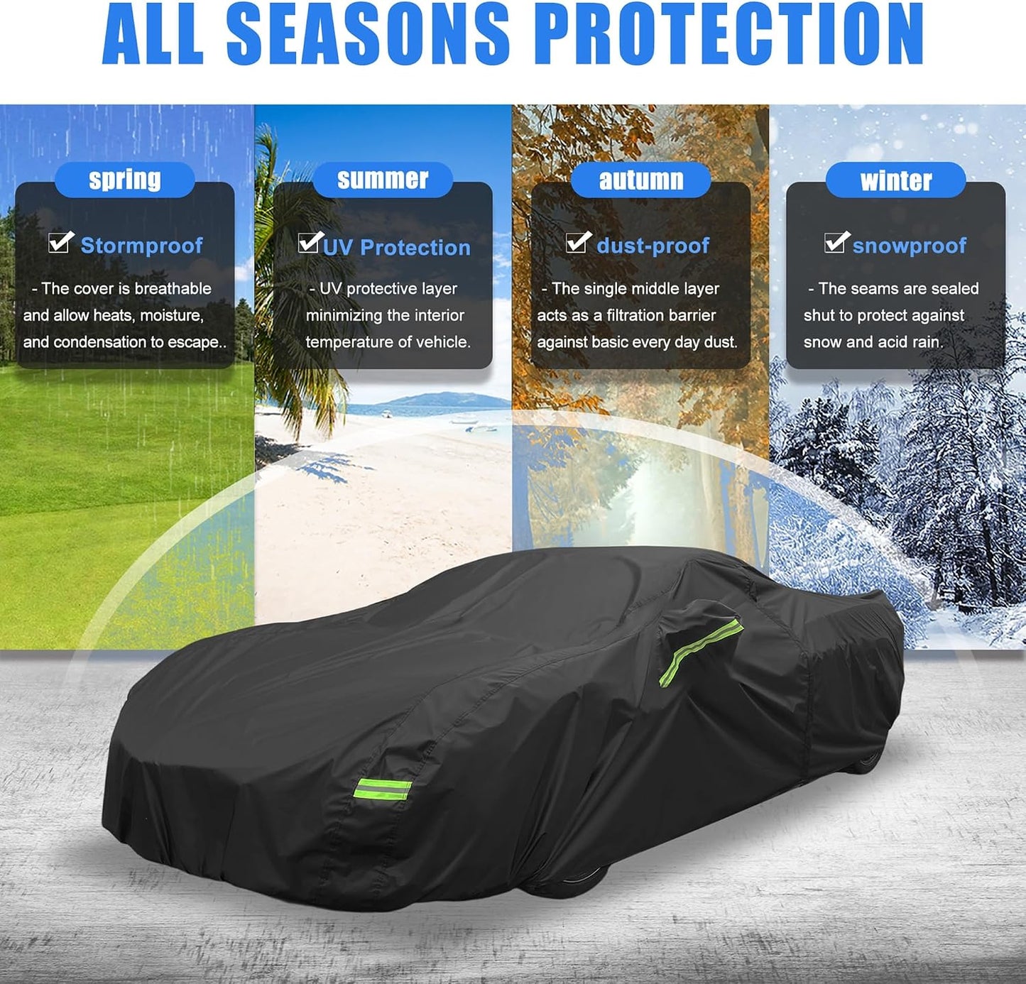 X AUTOHAUX Waterproof Car Cover for Chevrolet Corvette C4 C5 C6 C7 1984-2019 210D Outdoor Full Car Cover All Weather Windproof Sun Rain Protection with Door Zipper