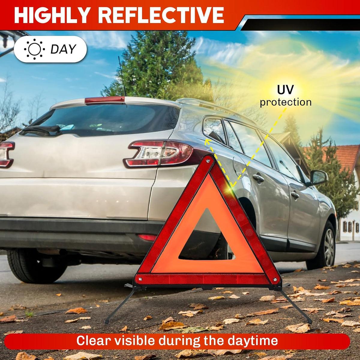 Emergency Warning Triangles 3 Pack Reflective Warning Triangle