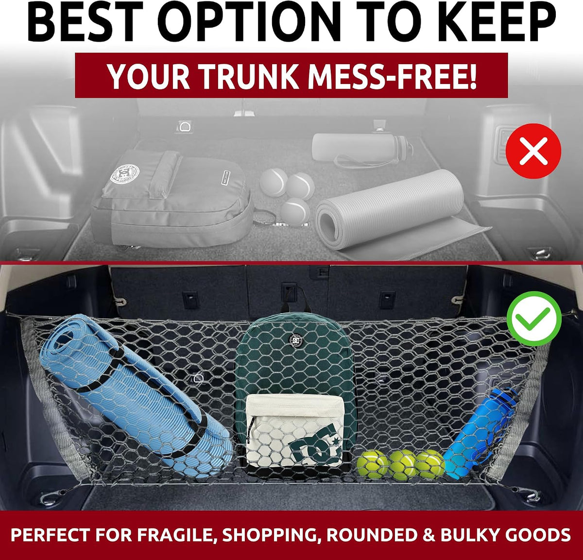 Envelope Style Trunk Cargo Net for Toyota 4Runner 2 Row Model Only 2010 - 2025 - Premium Trunk Organizer and Storage - Luggage Net for SUV - Best Car Organizer for Toyota 4 Runner