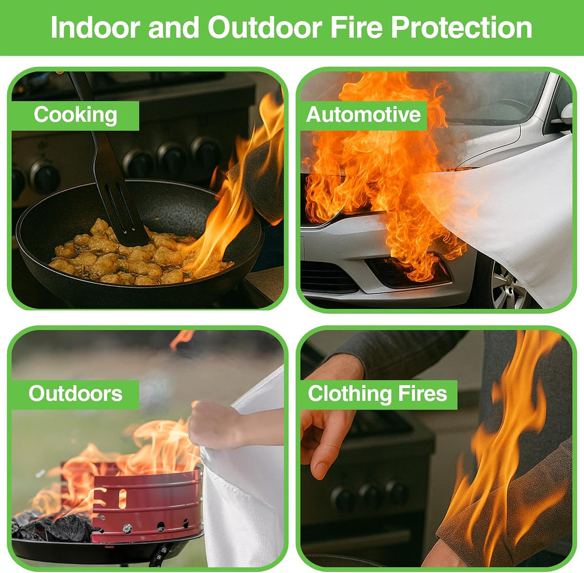 Lithium-Ion Fire Suppression Gel and Emergency Fire Blanket for Home, Kitchen, Grill, Camping, Car & More - Emergency Fire Kit Bundle